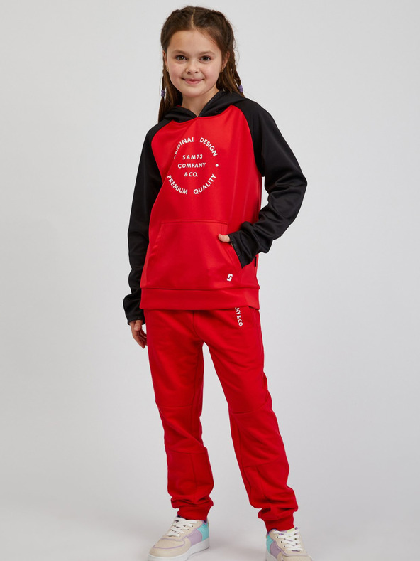 Sam 73 Črno-rdeča otroška majica s kapuco za male uporabnike SAM73 Draco