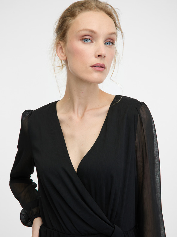 Orsay Črna ženska obleka do kolen ORSAY