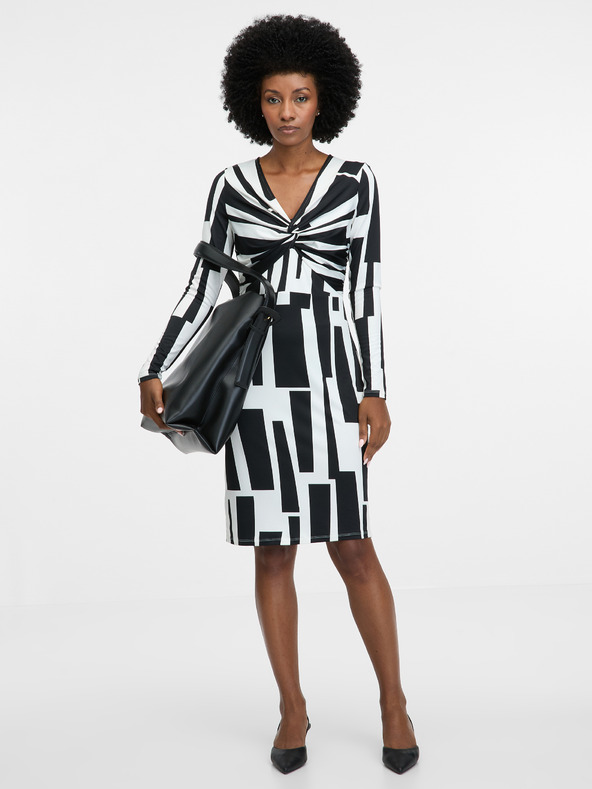 Orsay Črna ženska obleka do kolen ORSAY