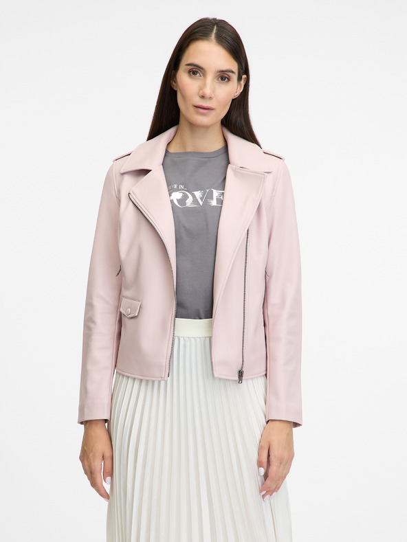 Orsay Svetlo roza ženska usnjena jakna ORSAY