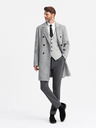 Ombre Clothing Eleganten moški dvoredni plašč v slemenu sive barve Ombre Clothing