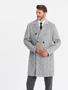 Ombre Clothing Eleganten moški dvoredni plašč v slemenu sive barve Ombre Clothing
