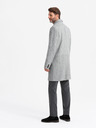 Ombre Clothing Eleganten moški dvoredni plašč v slemenu sive barve Ombre Clothing