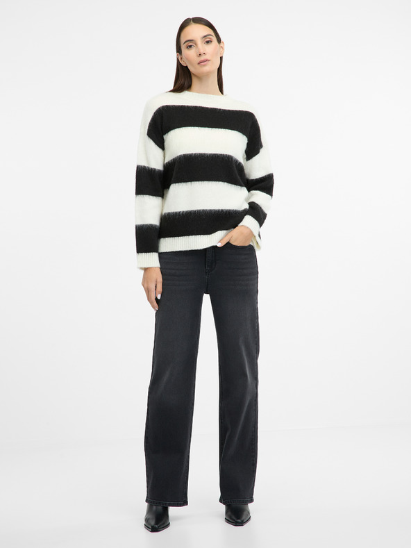 Orsay Črn črtast ženski pulover ORSAY