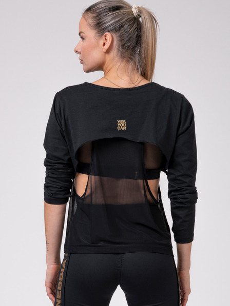 Nebbia Črna ženska majica INTENSE Mesh 805