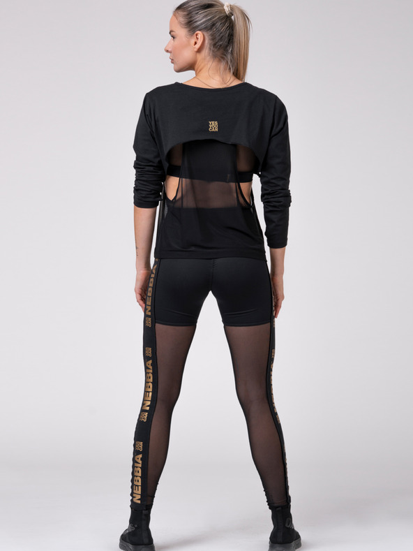 Nebbia Črna ženska majica INTENSE Mesh 805