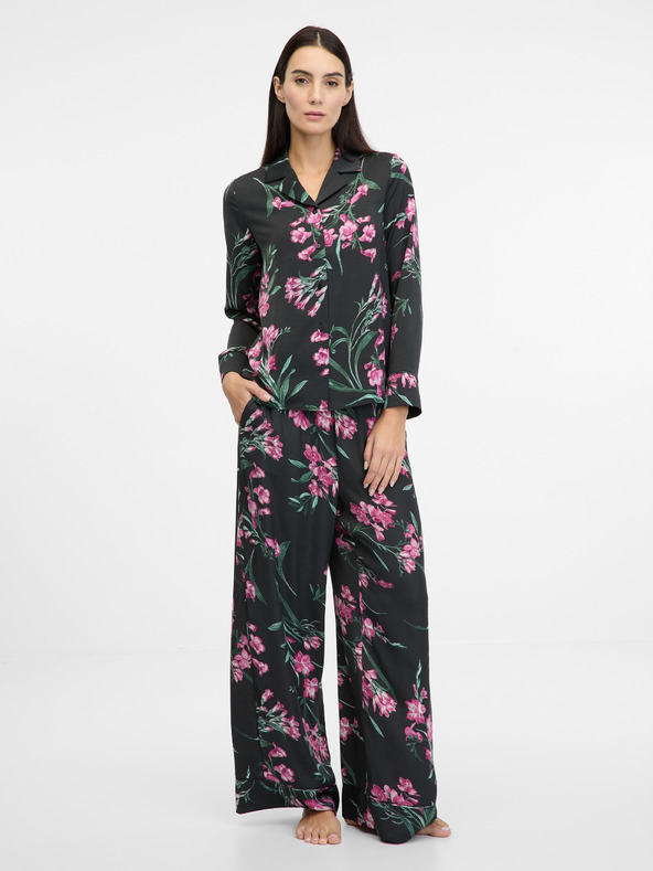 Orsay Črna ženska spalna srajca iz satena ORSAY