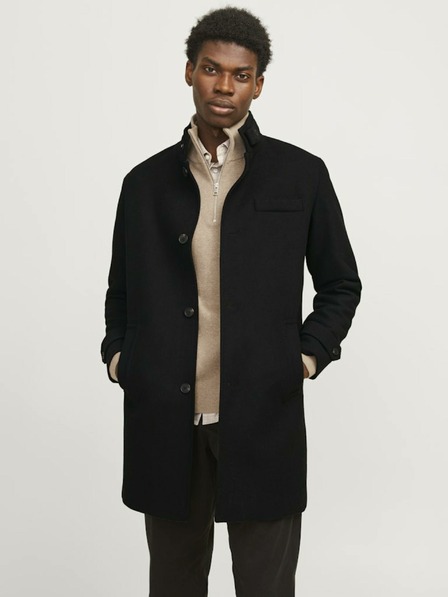 Jack & Jones Moški črn volneni plašč Jack & Jones