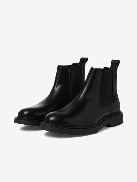 Jack & Jones Črni moški usnjeni škornji Jack & Jones Vaux