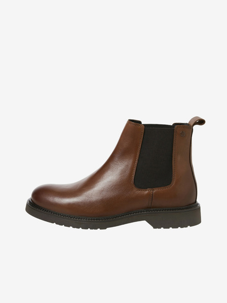 Jack & Jones Temno rjavi moški usnjeni škornji Jack & Jones Vaux
