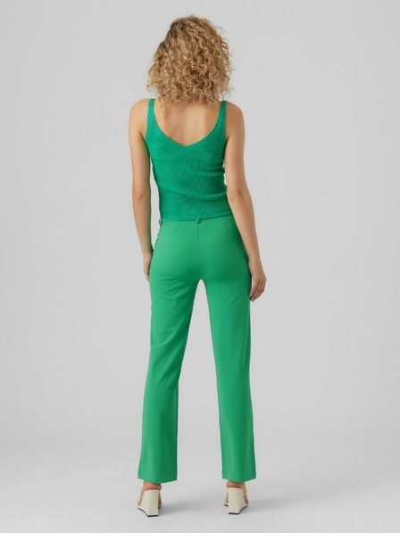 Vero Moda Zelena ženska osnovna majica z rebrastimi rebri VERO MODA Glory