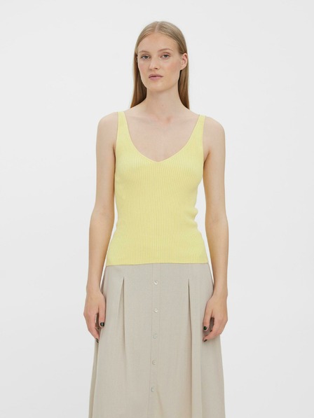 Vero Moda Svetlo rumena ženska rebrasta osnovna majica VERO MODA Glory
