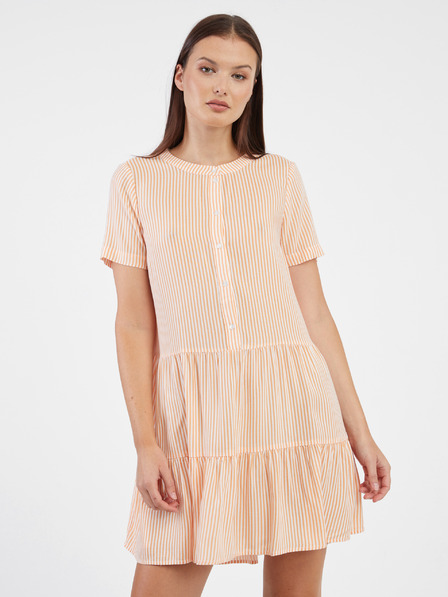 Vero Moda Oranžna ženska črtasta srajčna obleka VERO MODA Bumpy