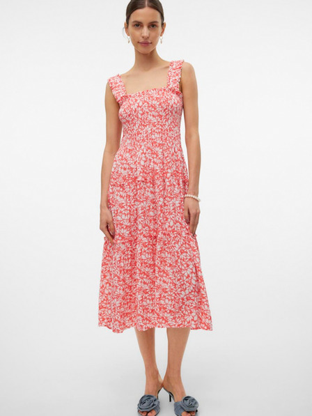 Vero Moda Rdeče-bela midi obleka Vero Moda Menny