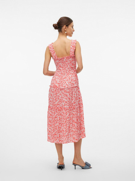 Vero Moda Rdeče-bela midi obleka Vero Moda Menny