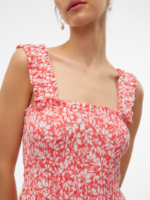 Vero Moda Rdeče-bela midi obleka Vero Moda Menny