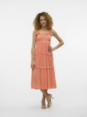 Vero Moda Roza in oranžna ženska cvetlična midi obleka Vero Moda Menny