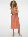 Vero Moda Roza in oranžna ženska cvetlična midi obleka Vero Moda Menny