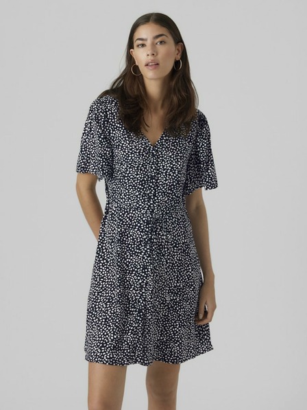 Vero Moda Temno modra ženska vzorčasta obleka Vero Moda Alba