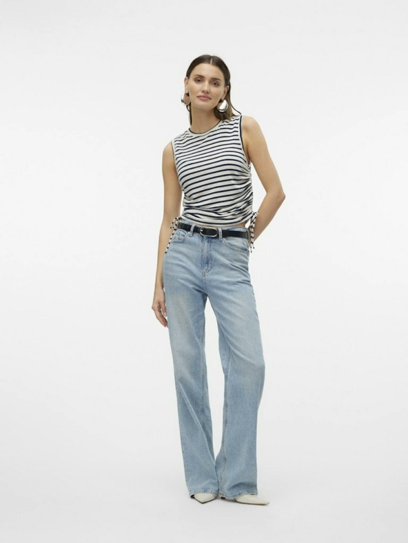 Vero Moda Modro-smetanova črtasta majica Vero Moda Holly