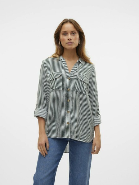 Vero Moda Bela in zelena ženska črtasta srajca Vero Moda Bumpy