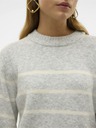 Vero Moda Bež in siv ženski črtast pulover Vero Moda Flawless