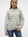 Vero Moda Bež in siv ženski črtast pulover Vero Moda Flawless