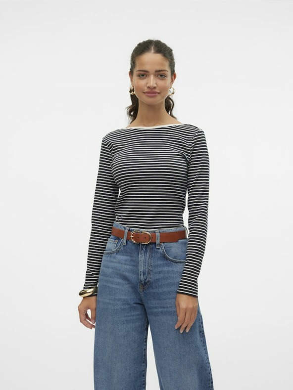 Vero Moda Bela in črna ženska črtasta majica Vero Moda Chloe