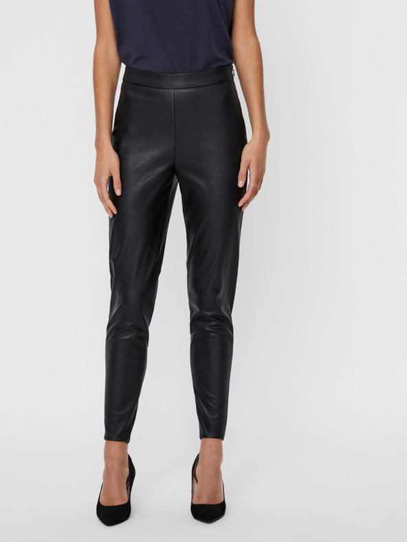 Vero Moda Črne legine iz usnja VERO MODA Janni