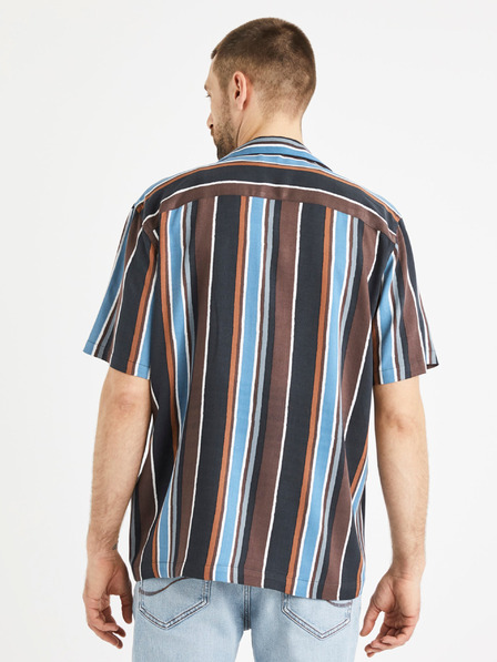 Celio Modra in rjava moška črtasta majica Celio Taboy