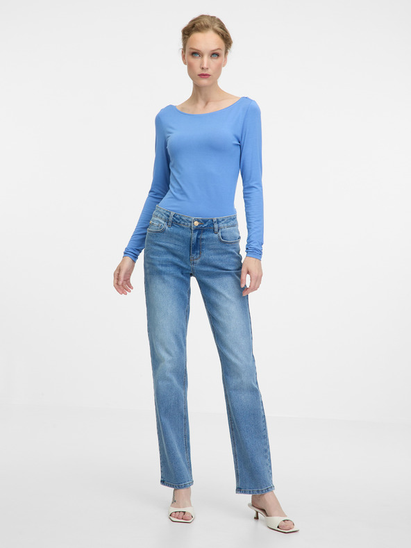 Orsay Modra ženska majica z dolgimi rokavi ORSAY