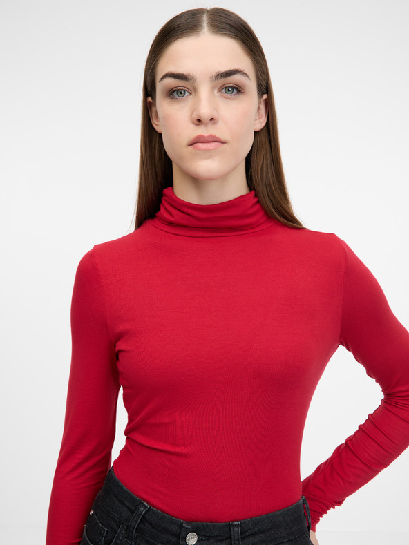 Orsay Rdeča ženska majica z dolgimi rokavi ORSAY