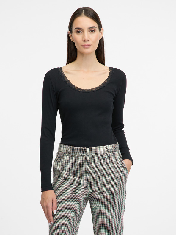 Orsay Črna ženska majica z dolgimi rokavi ORSAY