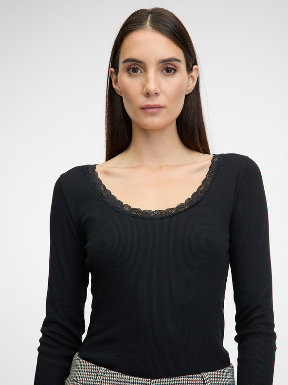 Orsay Črna ženska majica z dolgimi rokavi ORSAY