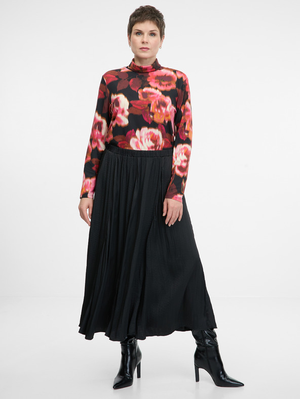 Orsay Rdeča vzorčasta ženska majica z dolgimi rokavi ORSAY