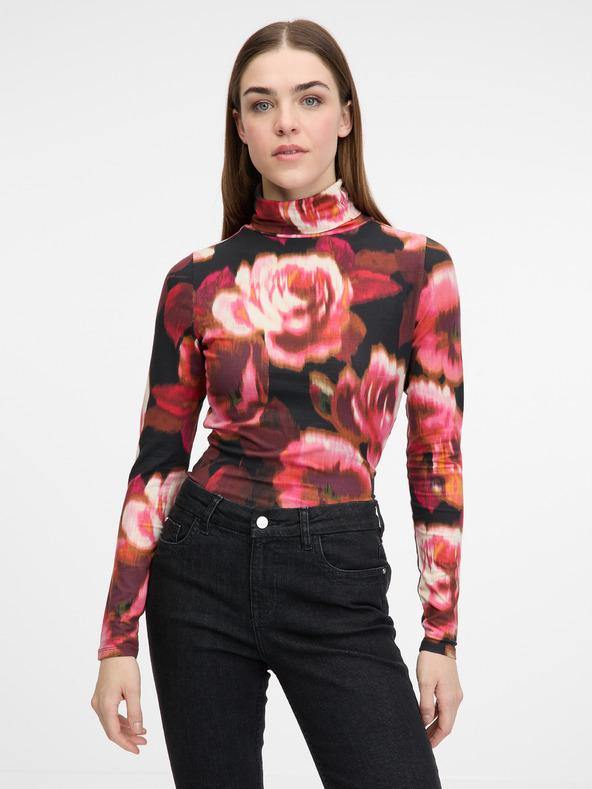 Orsay Rdeča vzorčasta ženska majica z dolgimi rokavi ORSAY