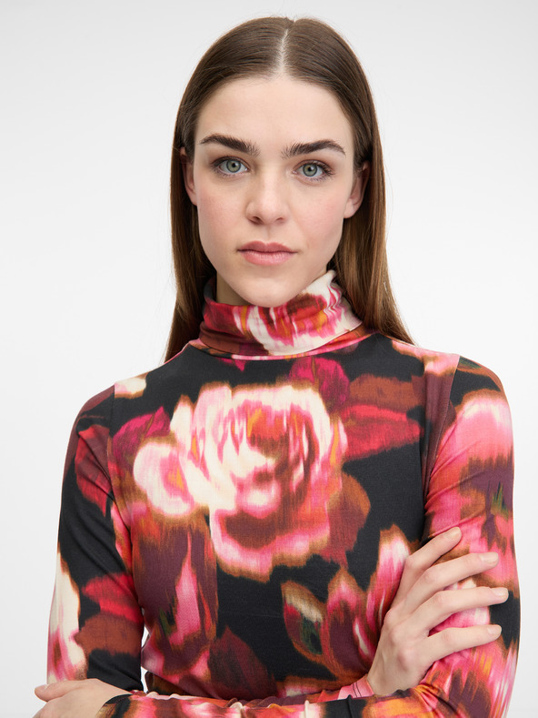 Orsay Rdeča vzorčasta ženska majica z dolgimi rokavi ORSAY