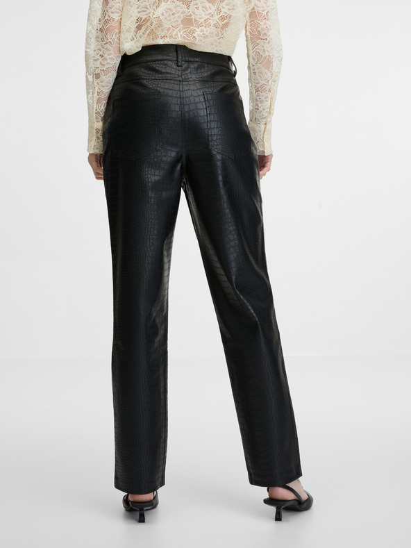 Orsay Črne ženske hlače iz usnja ORSAY