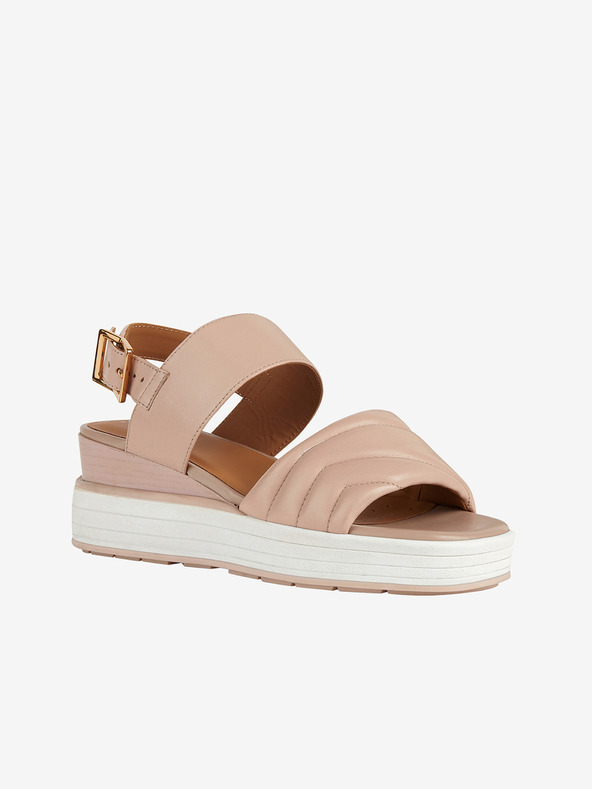Geox Starorožnate ženske usnjene sandale s klinom Geox Rosita