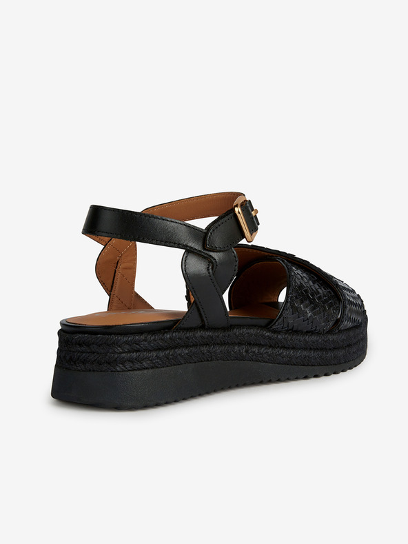 Geox Črni ženski usnjeni sandali Geox Eolie