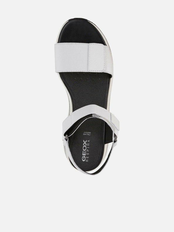 Geox Črno-bele ženske usnjene sandali na platformi Geox Kency
