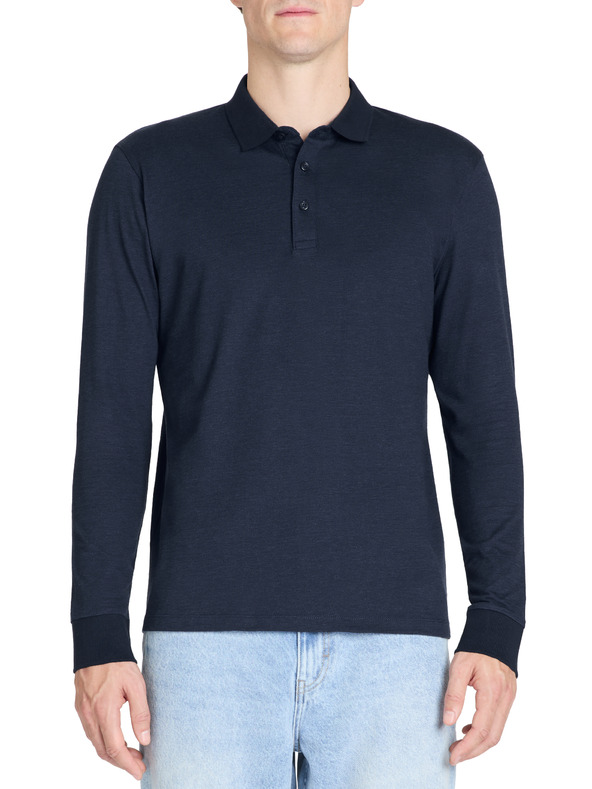 Celio Temno modra moška polo majica z dolgimi rokavi Celio Jiwomini