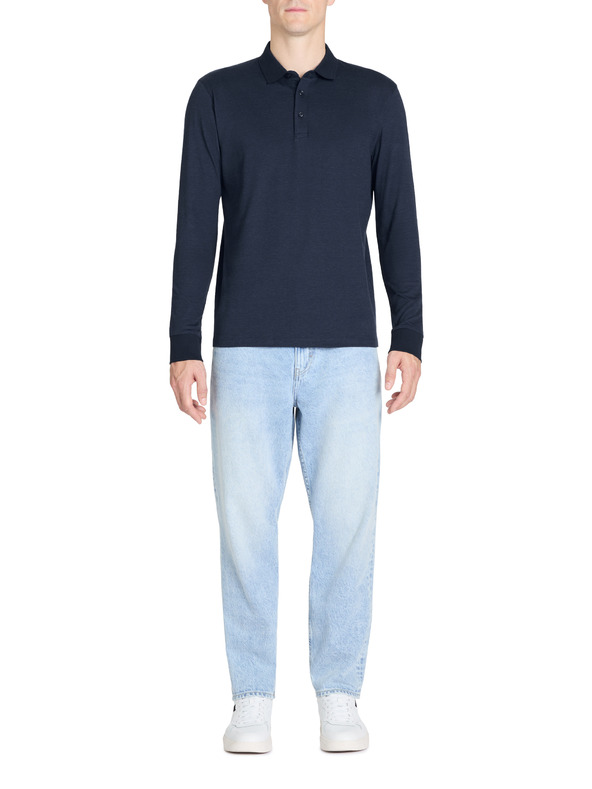 Celio Temno modra moška polo majica z dolgimi rokavi Celio Jiwomini