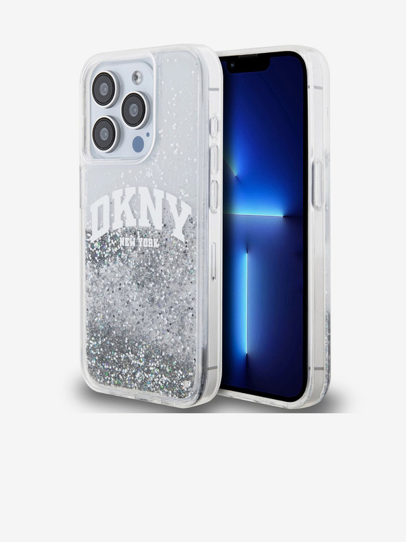 DKNY Liquid Glitter Arch Logo Back Cover za iPhone 14 Pro Transparent DKNY