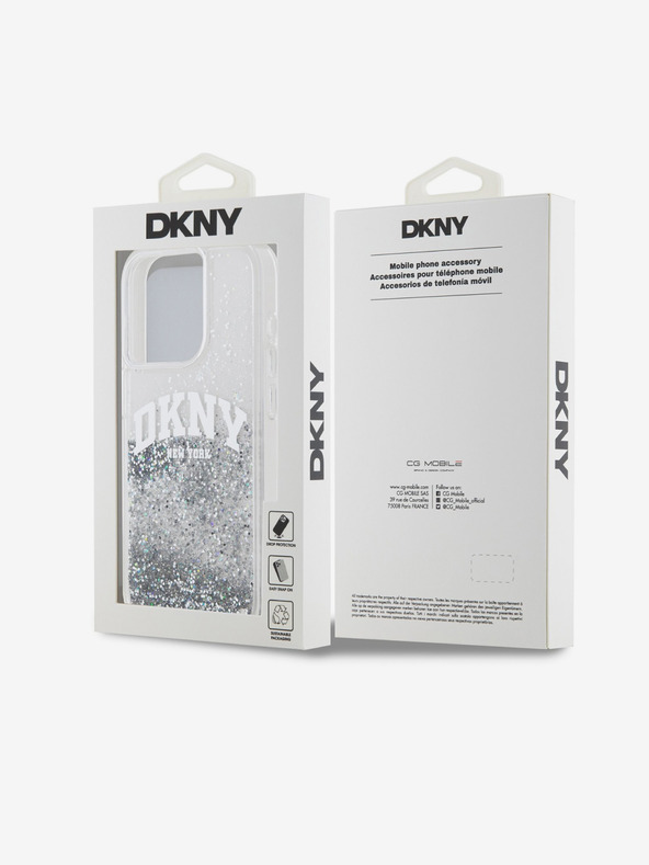 DKNY Liquid Glitter Arch Logo Back Cover za iPhone 14 Pro Transparent DKNY