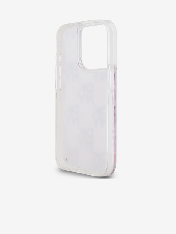 DKNY Tekoča bleščica s šahiranim vzorcem hrbtnega ovitka za iPhone 15 Pro Pink DKNY