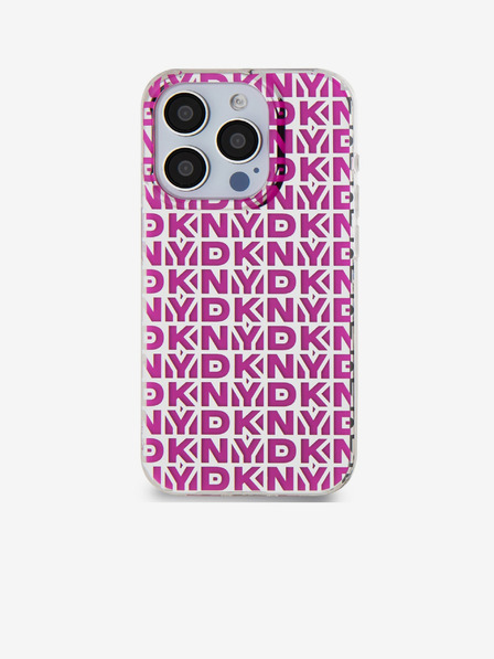 DKNY PC/TPU hrbtni ovitek s ponavljajočim se vzorcem za iPhone 15 Pro roza DKNY