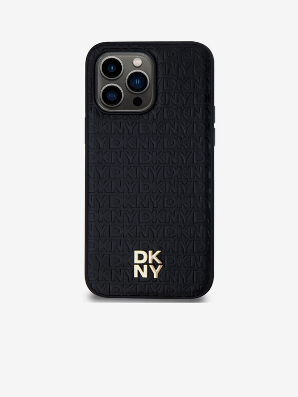 DKNY PU Usnje Repeat Pattern Stack Logo Magsafe Back Cover za iPhone 13 Pro Max Black DKNY