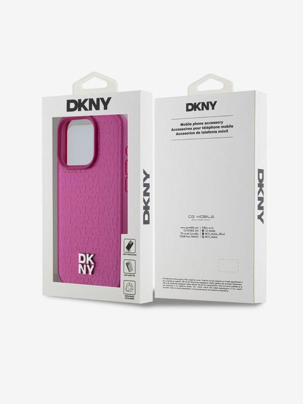 DKNY PU Leather Repeat Pattern Stack Logo Magsafe Back Cover za iPhone 15 Pro Max Pink DKNY