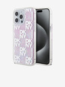 DKNY Tekoči bleščice šahiran vzorec hrbtnega ovitka za iPhone 15 Pro Max roza DKNY